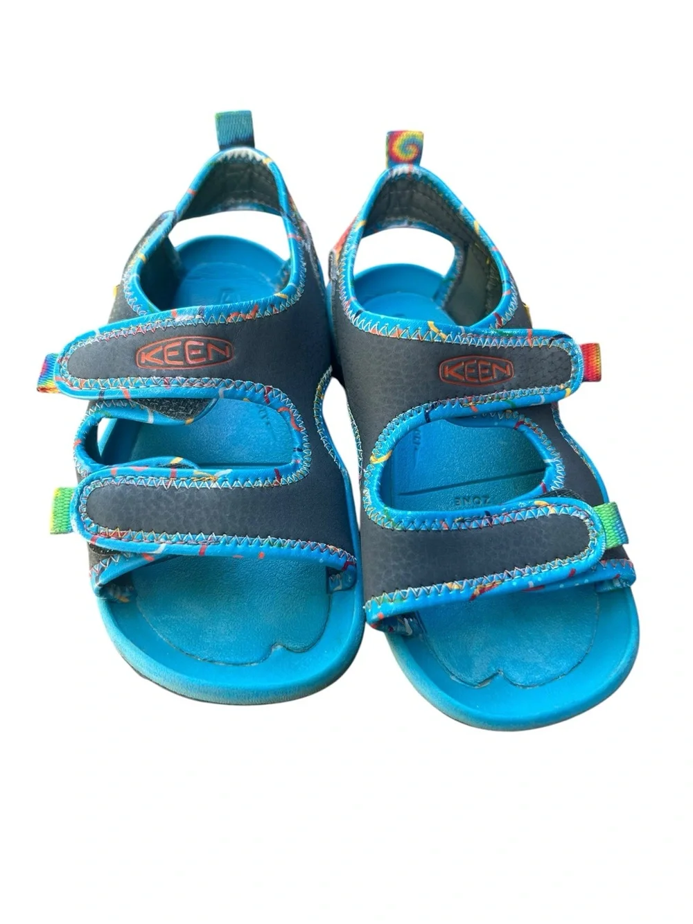 KEEN Kids Knotch Creek Shoes‎ Sandals Rainbow Tie Dye Trim Sz 11 Little Kid